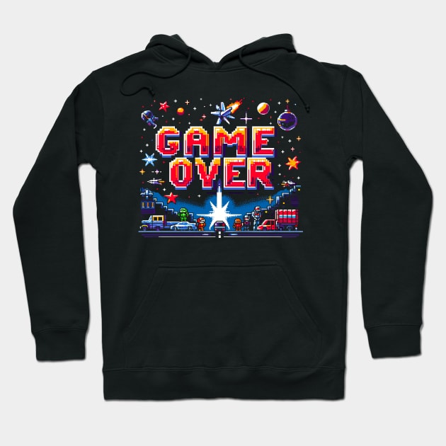 Game Over - 80s retro gaming C64 style Hoodie by Ravenglow